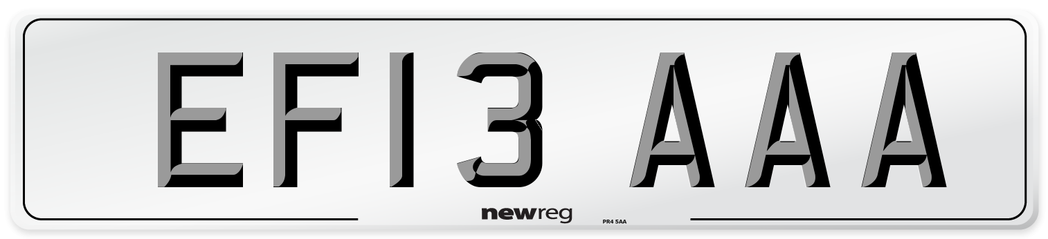 EF13 AAA Number Plate from New Reg